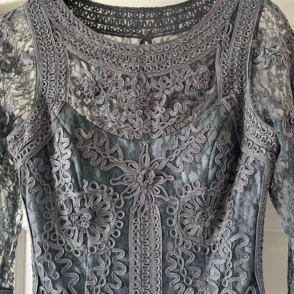 Sue Wong Gray Cocktail Dress - Picture 2 of 9